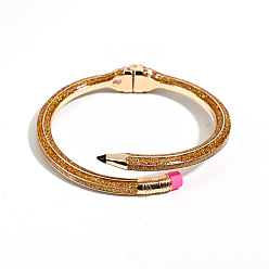 Темно-Золотистый Браслеты-манжеты из сплава с эмалью в виде карандаша, шарнирные браслеты для женщин, cmолой, темные золотарник, внутренний диаметр: 2-3/8 дюйм (6 см)