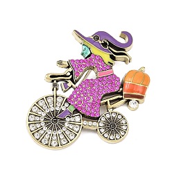 Разноцветный Ведьма на Хэллоуин с эмалированными значками на велосипеде, штыри отворотом сплава горного хрусталя для одежды рюкзака, красочный, 50x53 мм