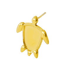 Золотой 304 Результаты серьги из нержавеющей стали, украшения для женщин, черепахи, золотые, 19x17 мм