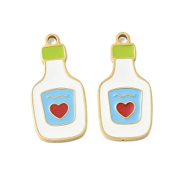 Белый 304 нержавеющей стальной эмали подвески, пить, ионное покрытие (ip), реальный 18 k позолоченный, белые, 18x9x1.5 мм, отверстие : 1.4 мм