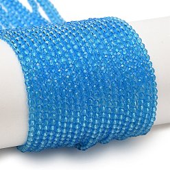 Королевский синий Стеклянные бусины, граненые, круглые, королевский синий, 2x2 мм, отверстие : 0.4 мм, около 183~187 шт / нитка, 13.38"~14.18" (34~36 см)