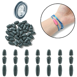 Серый 30устанавливает пластиковые застежки, для резиновых силиконовых ожерелий для прорезывания зубов с нейлоновой нитью в рулоне, серые, 1 мм, отверстие : 24x9 мм