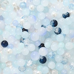 Алиса Синий Разноцветные стеклянные бусины, круглые, Алиса Блю, 8~10 мм
