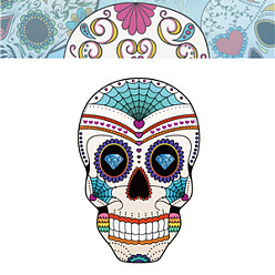 Разноцветный Хэллоуин тема светящиеся боди-арт татуировки наклейки, съемные временные татуировки бумажные наклейки, череп, красочный, 85x60 мм