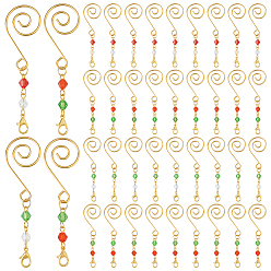 (52) Непрозрачная лаванда 100 шт. 4 стили сплава рождественский крючок, с застежками-карабинами из стеклянных бусин и сплава, разноцветные, 75 мм, 25 шт / стиль