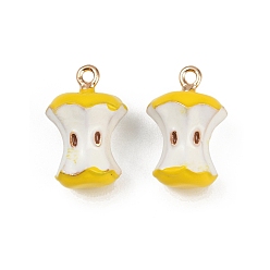 Яблоко Подвески из латунного сплава, с эмалью, стойки покрытие, золотые, яблоко, 15.5x10x10 мм, отверстие : 1.2 мм