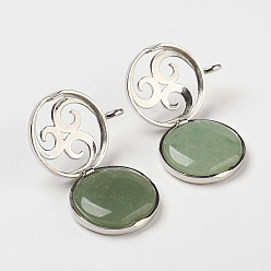 Флюорит Природного флюорита подвески, С выводами медальона из медных рассеивателей, плоско-круглые, 31x26x8 мм, отверстие : 4 мм