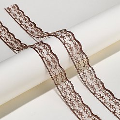 Brun De Noix De Coco Ruban de dentelle de polyester, bordure ondulée, fleur, pour la fabrication de bijoux, brun coco, 7/8 pouces (22 mm), environ 10.94 yards (10m)/pc