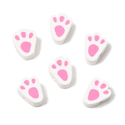 Paw Print Пасхальные бусины ручной работы из полимерной глины, отпечаток лапы, 10x7.5x4.5 мм, отверстие : 1.9 мм