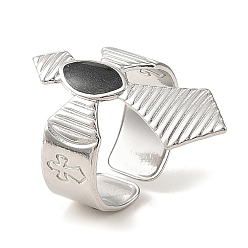 Нержавеющая Сталь Цвет Крест 304 эмалированные открытые манжеты из нержавеющей стали для женщин, цвет нержавеющей стали, 28 мм, внутренний диаметр: регулируемый