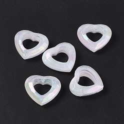 Белый Дым УФ-покрытие Радужные радужные акриловые бусины, граненое сердце, серый, 24x26x9 мм, отверстие : 1.5 мм, внутренний диаметр: 13x13 мм