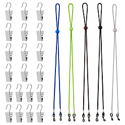 (52) Непрозрачная лаванда Зажим для канвы для вышивки крестиком, железный зажим с резиновым ремешком, разноцветные, ремешок: 660 мм, 20 шт, клипы: 33.5 мм, 20 шт