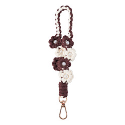 Коричневый Подвески в виде цветов, сплетенные вручную, с поворотными застежками сплава, кофе, 205x32 мм