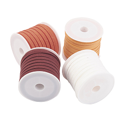 (52) Непрозрачная лаванда Шнуры из искусственной замши, искусственная замшевая кружева, разноцветные, 4x1.5 мм, около 5.46 ярдов (5 м) / рулон, 4 рулонов / набор