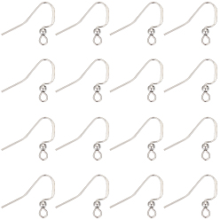 Нержавеющая Сталь Цвет 150шт 304 французские серьги из нержавеющей стали, плоские крючки для серег, с горизонтальной петлей, цвет нержавеющей стали, 17x3 мм, отверстие : 2 мм, 21 датчик, штифты : 0.7 мм