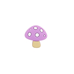 Plum Food Grade Silicone Focal Beads, Mushroom, Plum, 29x29mm