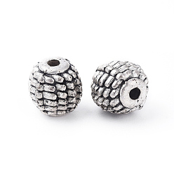 Argent Antique Perles en alliage de style tibétain, sans plomb et sans cadmium, ronde, argent antique, taille: environ 9mm de diamètre, Trou: 2mm