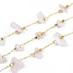 Белый Нефрит Латунные кабельные цепи, с натуральным белым нефритом, пайки, с катушкой, долговечный, золотые, 1~8x3~17x1~8 мм, около 32.81 футов (10 м) / рулон