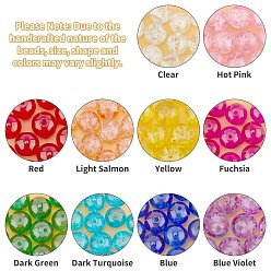 Mixed Color Spray Painted Transparent Crackle Glass Beads Strands, Round, Mixed Color, 10mm, Hole: 1.3~1.6mm, about 100~105pcs/box