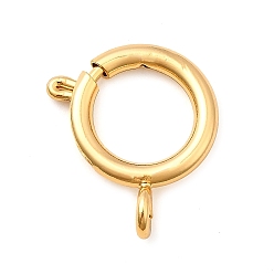 Настоящее золото 18K Латунная застежка пружинного кольца, стойки покрытие, без никеля , реальный 18 k позолоченный, 23x19.5x3 мм, отверстие : 2.7 мм