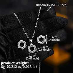 Цветок Комплект из колье и серег-гвоздиков из латуни с прозрачным кубическим цирконием для женщин, цветок, серьги: 12 mm