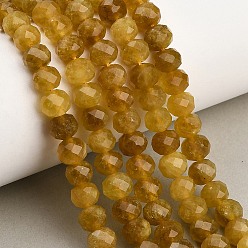 Verge D'or Foncé Rangs de perles de jade blanc naturel teintées et facettées, rondelle, verge d'or noir, 8x5.5~6mm, Trou: 1mm, Environ 64~66 pcs/chapelet, 14.76~15.16'' (37.5~38.5 cm)