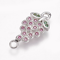 Платина Латунные микро проложить кубических ссылки циркония, винограды, красочный, платина, 17x8x2 мм, отверстие : 1.5 мм