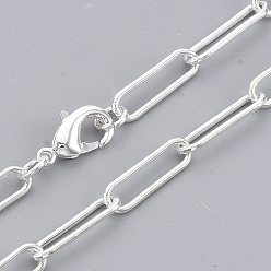 Серебро Колье из латуни круглой овальной формы, с карабин-лобстерами , серебряные, 18.3 дюйм (46.5 см), ссылка: 15x4.5x1 mm