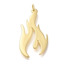 Настоящее золото 18K Стойки обшивки латунные подвески, без кадмия и без свинца, долговечный, огненные чары, с целью перехода в кольце, реальный 18 k позолоченный, 32x18x2 мм, отверстие : 3 мм