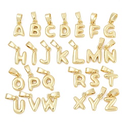 Настоящее золото 18K 26 шт. Латунные подвески, Письмо ~ Z, без кадмия и без свинца, долговечный, стойки покрытие, реальный 18 k позолоченный, 9~11x3~8x2.5 мм, отверстие : 3x5 мм
