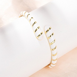 Белый Браслеты-манжеты из латуни с эмалью в виде змеи, шарнирные браслеты для женщин, без кадмия и без свинца, долговечный, стойки покрытие, реальный 18 k позолоченный, белые, внутренний диаметр: 1.99x2.13 дюйм (5.05x5.4 см)