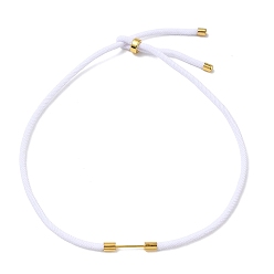 White Adjustable Nylon Cord Necklace Making, with Brass Beadable Bar, Golden, White, 18.11x0.16 inch(46x0.4cm)