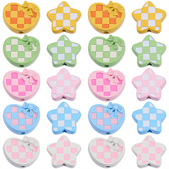 (52) Непрозрачная лаванда 20 шт 10 стили узор гончая зуб краска сплав бусины, рисунок зубов гончих в форме звезды и сердца, разноцветные, 12.5~13.5x14~14.5x5~5.5 мм, отверстие : 1.4~1.6 мм, 2 шт / стиль