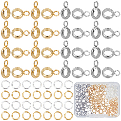 Goldenen und Edelstahl Farbe 201 Bügel aus Edelstahlrohr, mit Messing-Ringe springen, goldenen und Edelstahl Farbe, 9x6x2 mm, Bohrung: 1.8 mm
