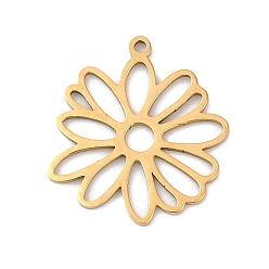 Золотой 5 шт. 201 подвески из нержавеющей стали, лазерная резка, полый цветочный шарм, золотые, 19.5x17x1 мм, отверстие : 1.2 мм