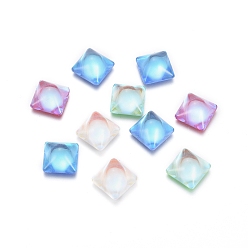 Mixed Color Transparent K9 Glass Cabochons, Flat Back, Square, Mixed Color, 10x10x5mm