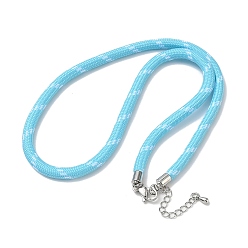 Sky Blue Ployester Core-Wrapped Round Cord Necklace Making, with Brass Finding, Platinum, Sky Blue, 17.72x0.18 inch(45x0.45cm)
