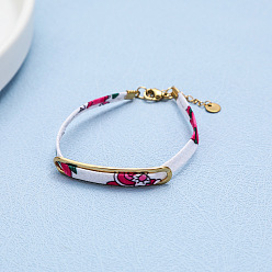 Цветок Женские тканевые браслеты, шнур браслеты, золотые, красочный, цветок, 6.69 дюйм (17 см)