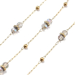 чертополох 304 цепи из нержавеющей стали, ионное покрытие (ip), со стеклянными бусинами, реальный 18 k позолоченный, пайки, чертополох, 2x1x0.2 мм, около 32.81 футов (10 м) / рулон
