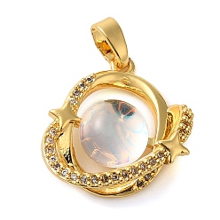 Настоящее золото 18K Кубические подвески из латуни с микропаве, без кадмия, без никеля и без свинца, плант, реальный 18 k позолоченный, 18x17x5.5 мм, отверстие : 4x2.8 мм