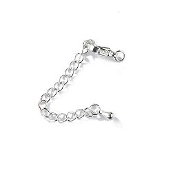 Серебро Латунный конец с цепью, с карабин-лобстерами , серебряные, 46 мм