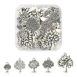 Античное Серебро 50шт 5 стили подвески из сплава в тибетском стиле, античное серебро, 14~28x10.5~24x1.5~1.8 мм, отверстие : 1.8~2 мм, 10 шт / стиль