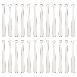 Нержавеющая Сталь Цвет 201 подвески из нержавеющей стали, спортивные амулеты, бейсбольной битой, цвет нержавеющей стали, 31x3.5x0.6 мм, отверстие : 1.5 мм, 60 шт / коробка