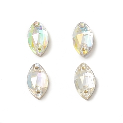 (52) Непрозрачная лаванда Форма глаза лошади пришить на стразах, k 5 стеклянный страз, 2-отверстие ссылка, плоская спинка с покрытием, швейные украшения, разноцветные, 12x6x3.5 мм, отверстие : 0.8 мм