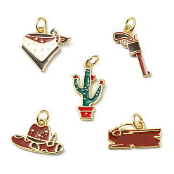 Mixed Shapes 10шт. 5 стили: ковбойский стиль, латунные эмалированные подвески, долговечный, без свинца и без кадмия, с целью перехода в кольце, реальный 18 k позолоченный, стойки покрытие, разнообразные, 8.5~19x7.5~16.5x1.5 мм, отверстие : 3.4~3.5 мм, 2 шт / стиль