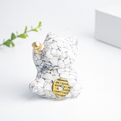 Говлит Украшение для дисплея кота состояния из смолы, с натуральными говлитовыми чипсами внутри статуй для украшения домашнего офиса, 55x40x60 мм