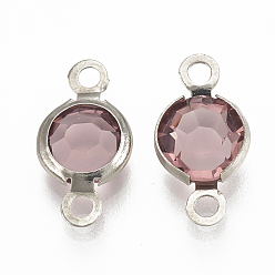 чертополох 304 соединительные звенья нержавеющие, со стеклом, плоско-круглые, цвет нержавеющей стали, чертополох, 15x8.5x4 мм, отверстие : 1.5 мм