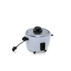 White Mini Alloy Rice Cooker, with Wire, for Dollhouse Accessories Pretending Prop Decorations, White, 37x30x27mm