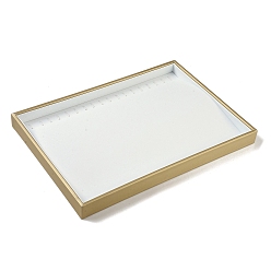 Белый Подносы для украшений из искусственной кожи, Прямоугольный настольный органайзер без крышки, для колец, Серьги, , белые, 35x24x3 см, 340x230 мм внутренним диаметром