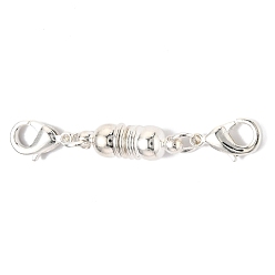 Silver Brass Magnetic Clasps Converter, with Lobster Claw Clasps, Column, Silver, 45x5.5mm